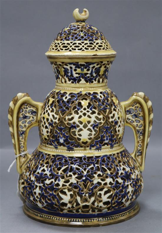 A Zsolnay vase and cover height 26cm